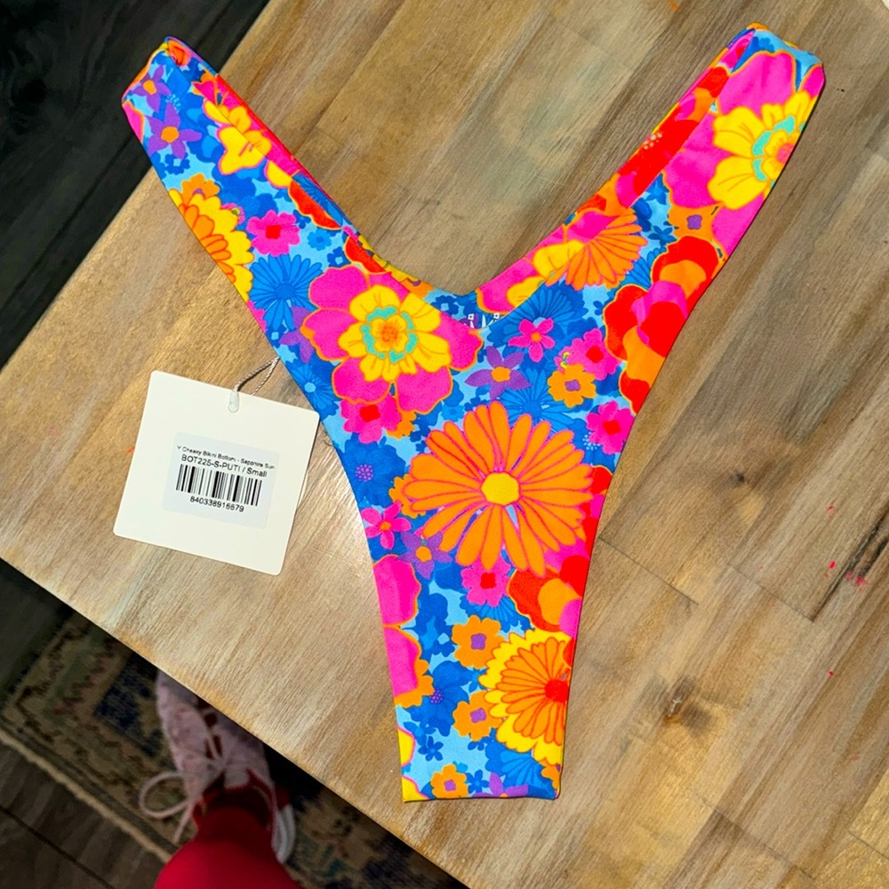 Kulani Kinis Y Cheeky Bikini Bottom S Sapphire Sun NWT